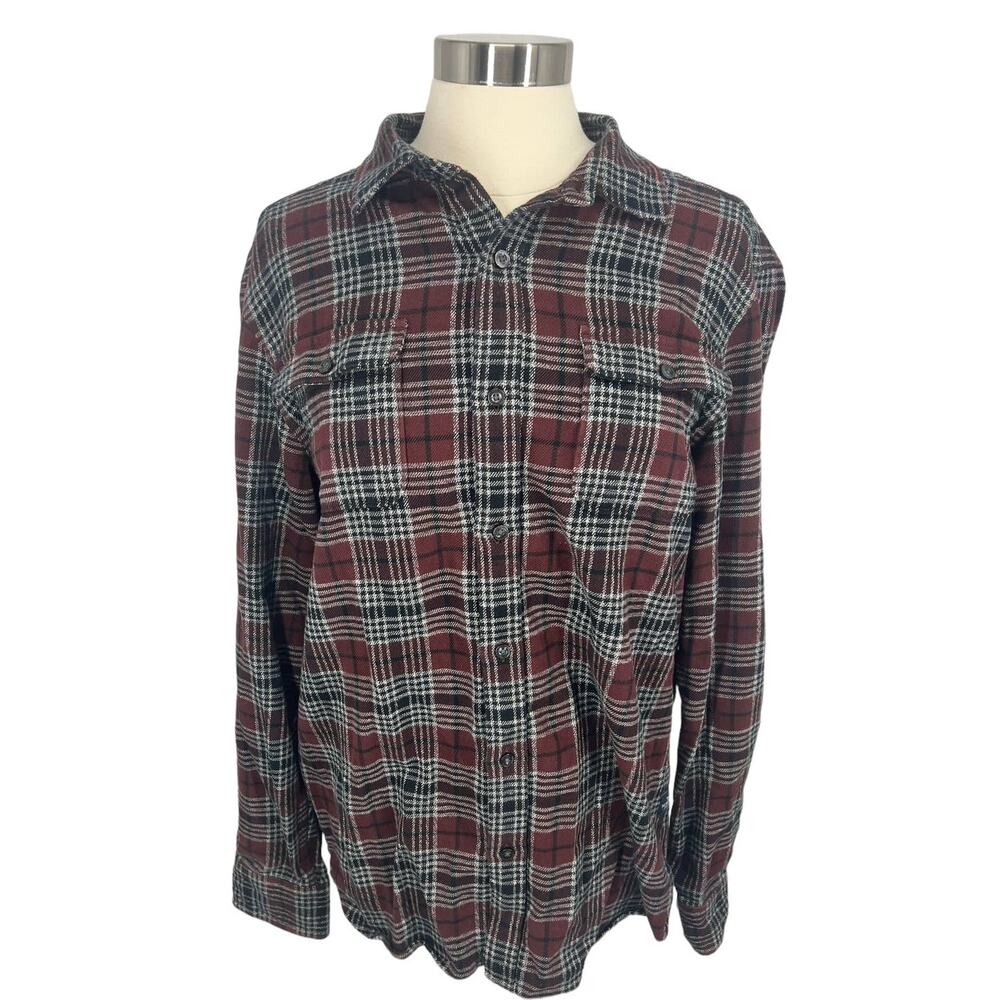 THE NORTH FACE Maroon Plaid Button Up Long Sleeve Shirt SZ Large